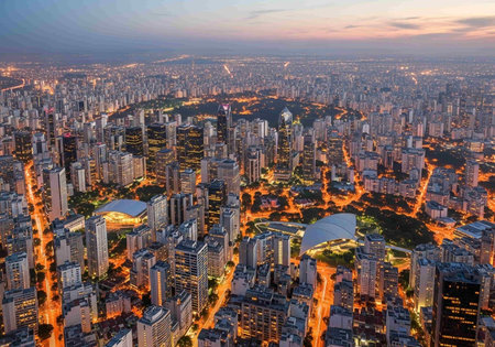 Aerial view of Sao Paulo, Brazil. Sao Paulo is the capital of Brazil.の写真素材