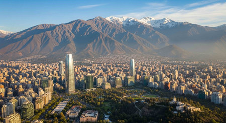 Aerial view of the city of Santiago de Chile.の写真素材