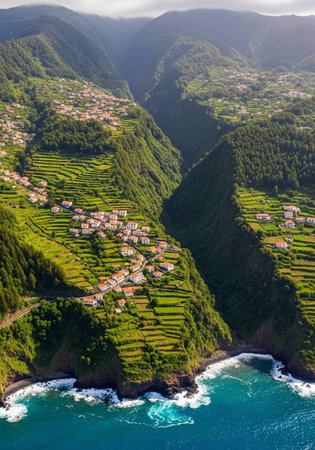 Aerial view of the village of La Palma, Canary Islands, Spainの写真素材
