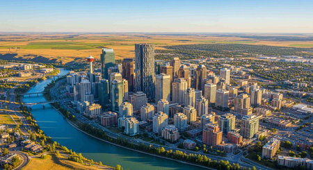 Aerial view of the city of Calgary, Alberta, Canada.の写真素材