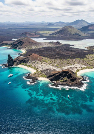 Aerial view of La Graciosa island, Canary Islands, Spainの写真素材