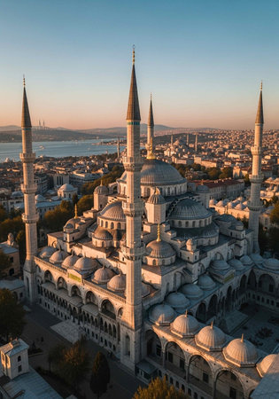 Aerial view of Suleymaniye Mosque in Istanbul, Turkeyの写真素材