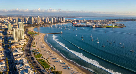 Aerial view of Surfers Paradise in Gold Coast, Queensland, Australiaの写真素材