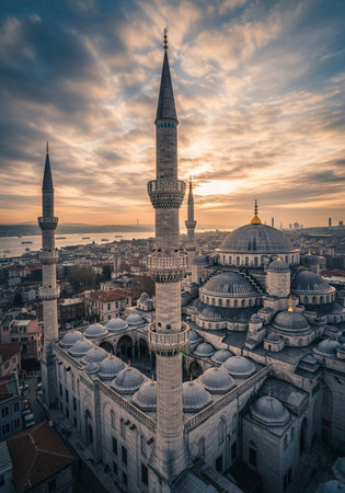 Aerial view of Suleymaniye Mosque in Istanbul, Turkeyの写真素材