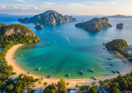 Aerial view of Ao Nang beach in Krabi, Thailandの写真素材