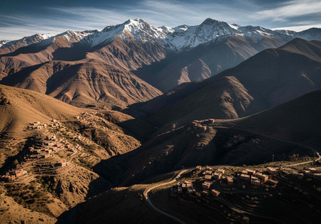 Aerial view of the village of Svaneti, Georgiaの写真素材