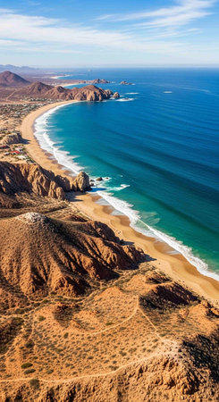 Aerial view of the beautiful coastlineの写真素材