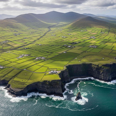 Aerial view of Cliffs of Moher in County Clare, Irelandの写真素材