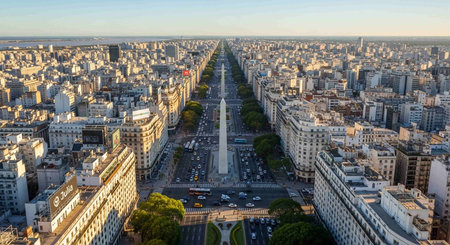 Aerial view of the Avenue des Champs Elysees.の写真素材