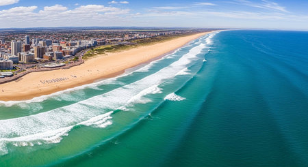 Aerial view of a beach.の写真素材