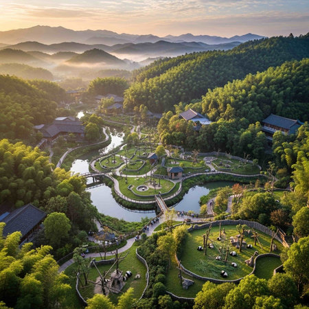 Aerial view of the famous Humble Administrator's Garden in Beijing, Chinaの写真素材