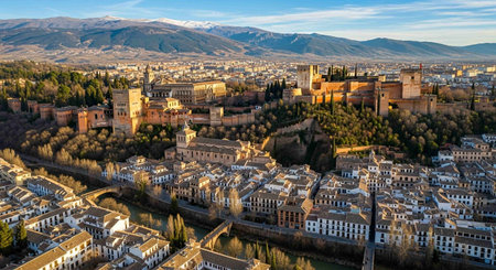 Aerial view of Alhambra in Granada, Spain.の写真素材