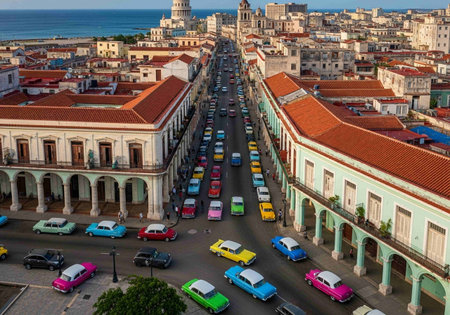 Aerial view of the city of Havana, Cuba. Havana is the capital and largest city of Cuba.の写真素材
