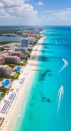 Aerial view of the beautiful tropical beachの写真素材