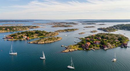 Aerial view of a small island in the Baltic Sea, Polandの写真素材