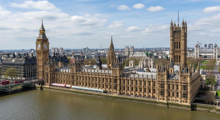 Panoramic view of Houses of Parliament, Westminster Palace, London, UKの写真素材
