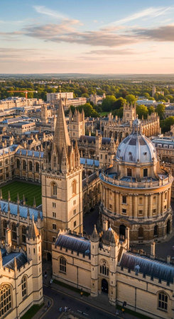 Aerial view of the University of Oxford, Oxford, UKの写真素材
