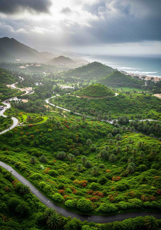 Aerial view of the beautiful landscapeの写真素材
