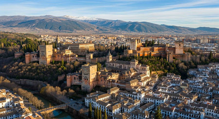 Alhambra in Granada, Andalusia, Spain. Aerial view.の写真素材