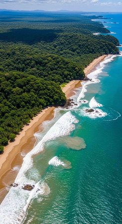 Aerial view of a beautiful beach in the Black Sea, Bulgariaの写真素材