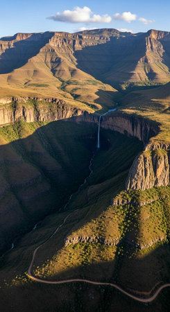 Aerial view of the Horseshoe Bend in the Eastern Cape, South Africaの写真素材