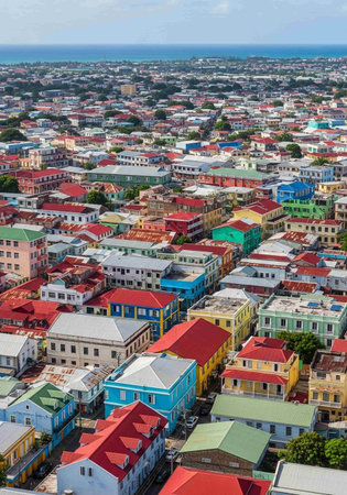 Aerial view of colorful houses.の写真素材
