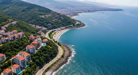 Aerial view of town of Sozopol, Burgas Region, Bulgariaの写真素材