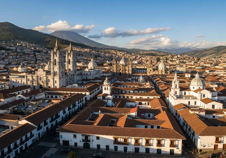 Panoramic view of the city of Cuencaの写真素材