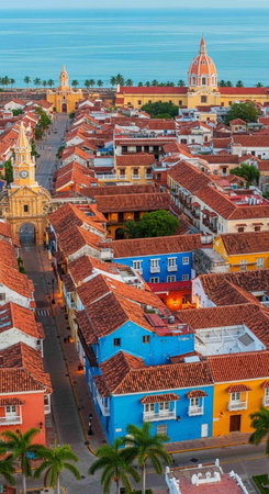 Panoramic view of the old town of Trinidad, Cuba.の写真素材