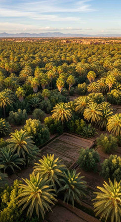 Aerial view of palm grove in Marrakech, Moroccoの写真素材