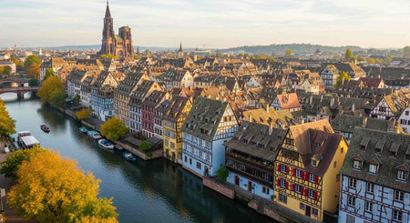 Panoramic view of Strasbourg, Alsace, Franceの写真素材