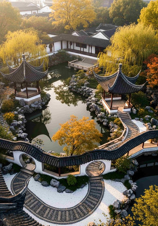 Humble Administrator's Garden in Hangzhou China.の写真素材