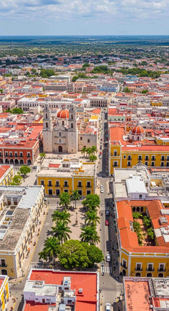 Aerial view of the old town of Cartagena, Colombiaの写真素材