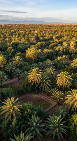 Aerial view of palm grove in Almeria, Spainの写真素材