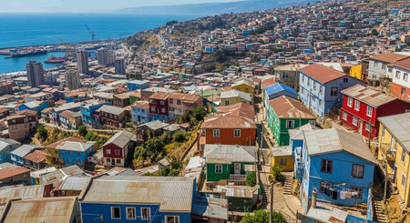 Panoramic view of the colorful houses of La Paz, Boliviaの写真素材