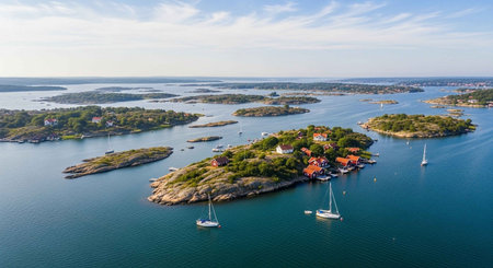 Aerial view of a small islandの写真素材