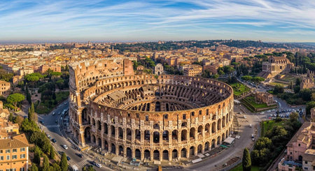 Panoramic view of Colosseum in Rome, Italyの写真素材