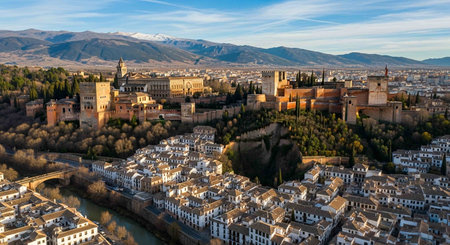 Panoramic view of Alhambra and Granada, Spainの写真素材