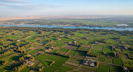 Aerial view of the green field