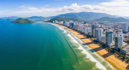 Aerial view of Copacabana beach in Rio de Janeiro, Brazilの写真素材