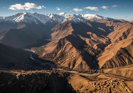 Aerial view of the Himalayas, Ladakh, Indiaの写真素材