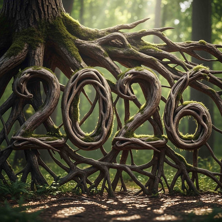 Old tree with green moss in the forest. Conceptual image.の写真素材