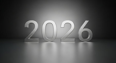 3D rendering. Silver numbers on dark background.の写真素材