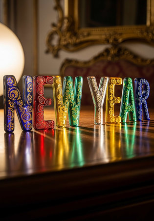 Decorative letters on the tableの写真素材