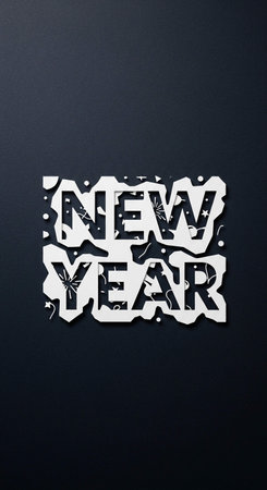 New year card on a dark background. New year card with the inscriptionの写真素材