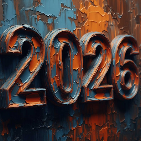 New Year's card in the form of numbers 2022 on the background of an old rusty metal wall.の写真素材