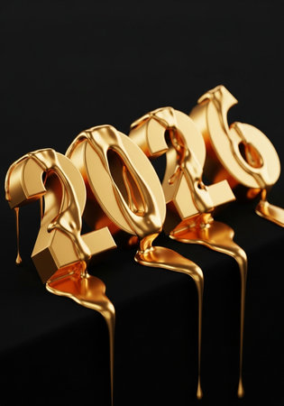 New Year's card. Gold numbers 2021 on a black background. 3d renderingの写真素材