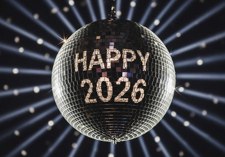 a disco ball with bokeh backgroundの写真素材