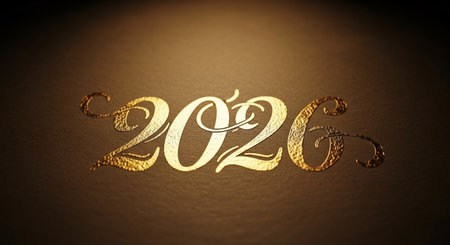 Golden numbers on a brown background. 3D Renderingの写真素材