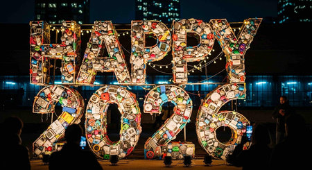 Decorations for the new year 2016 in Moscow.の写真素材